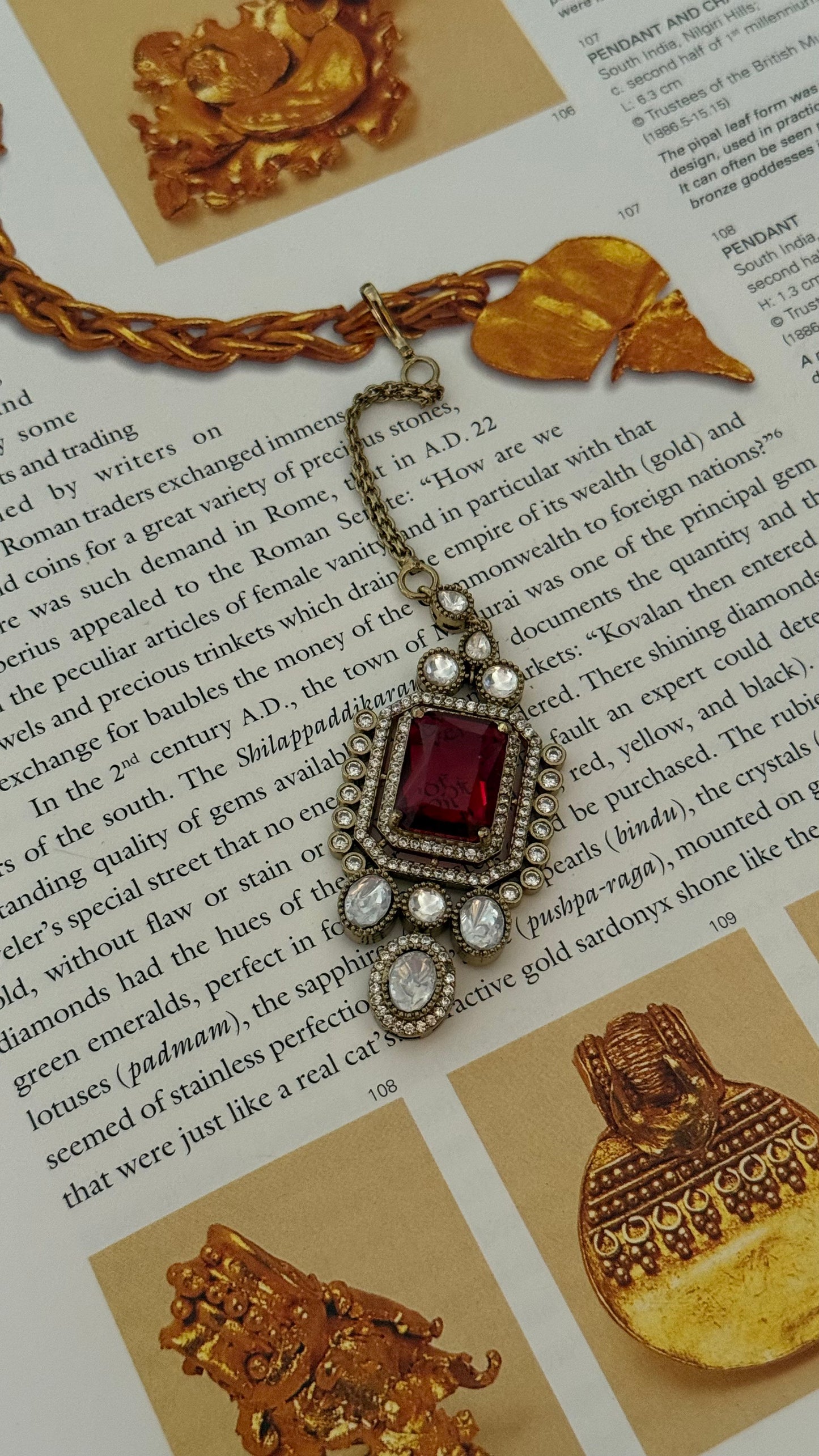 Ruby doublet Moissanite maangtika