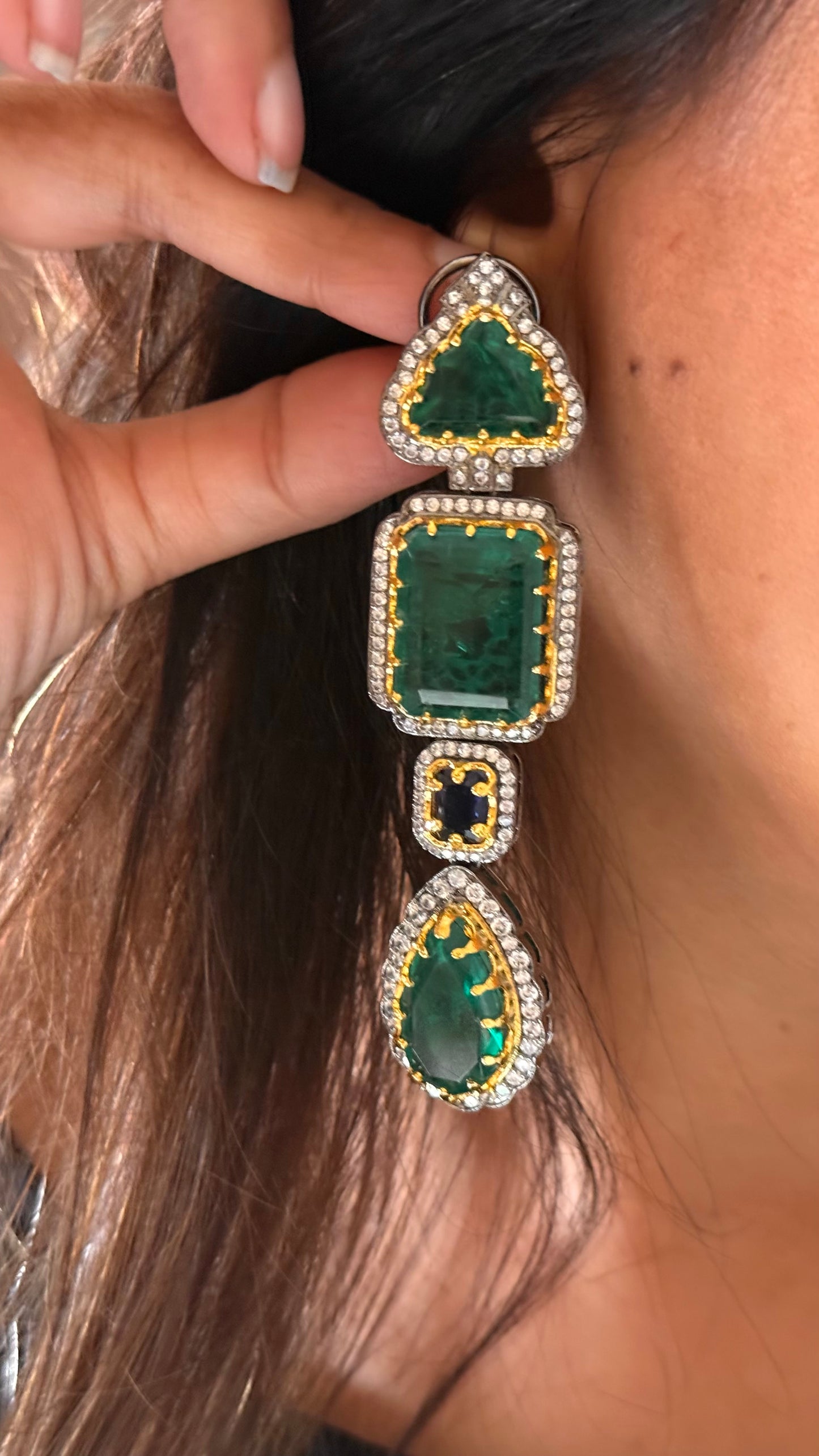 Emerald doublet stone Earrings