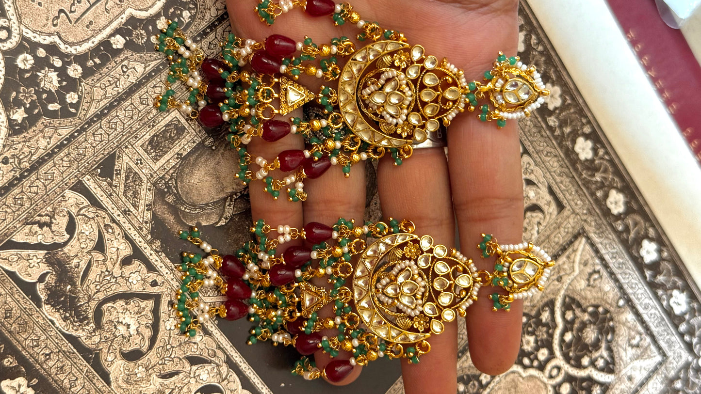 Ruby & Emerald paachi chandbali