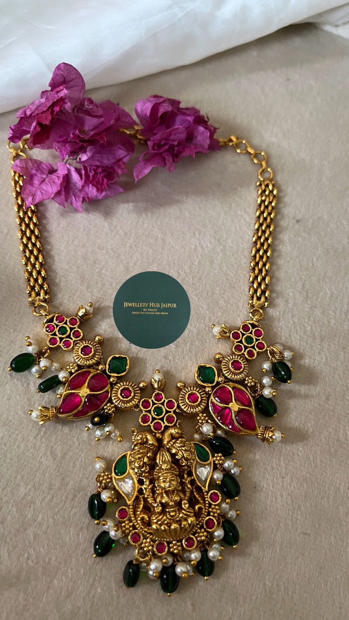 Paachi goddess laxmi minimalist temple necklace set