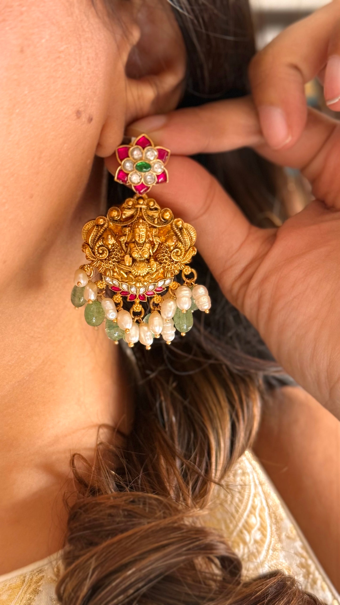 goddess Laxmi Kemp floral necklace
