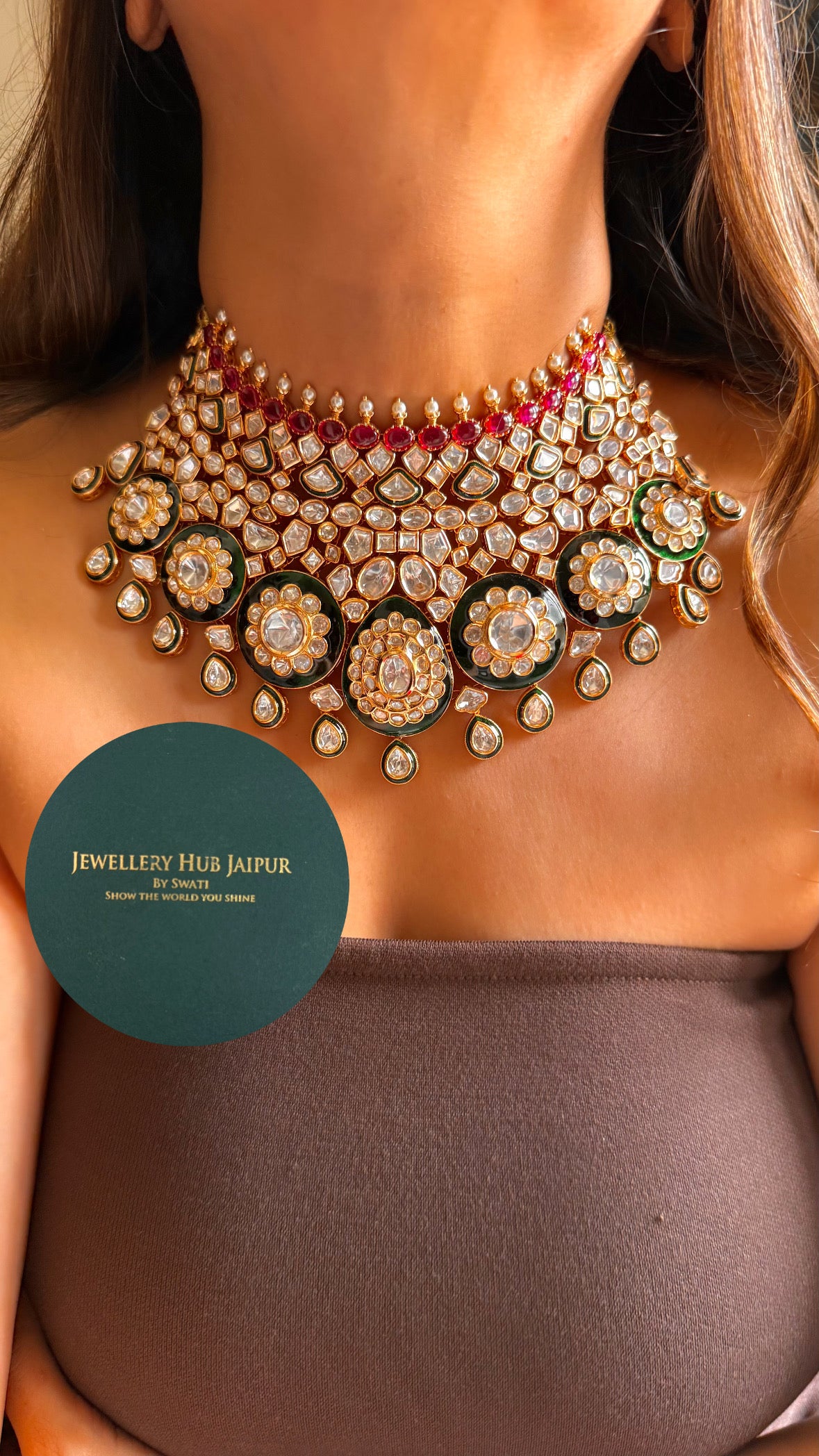 Bombay Polki moissanite choker necklace set