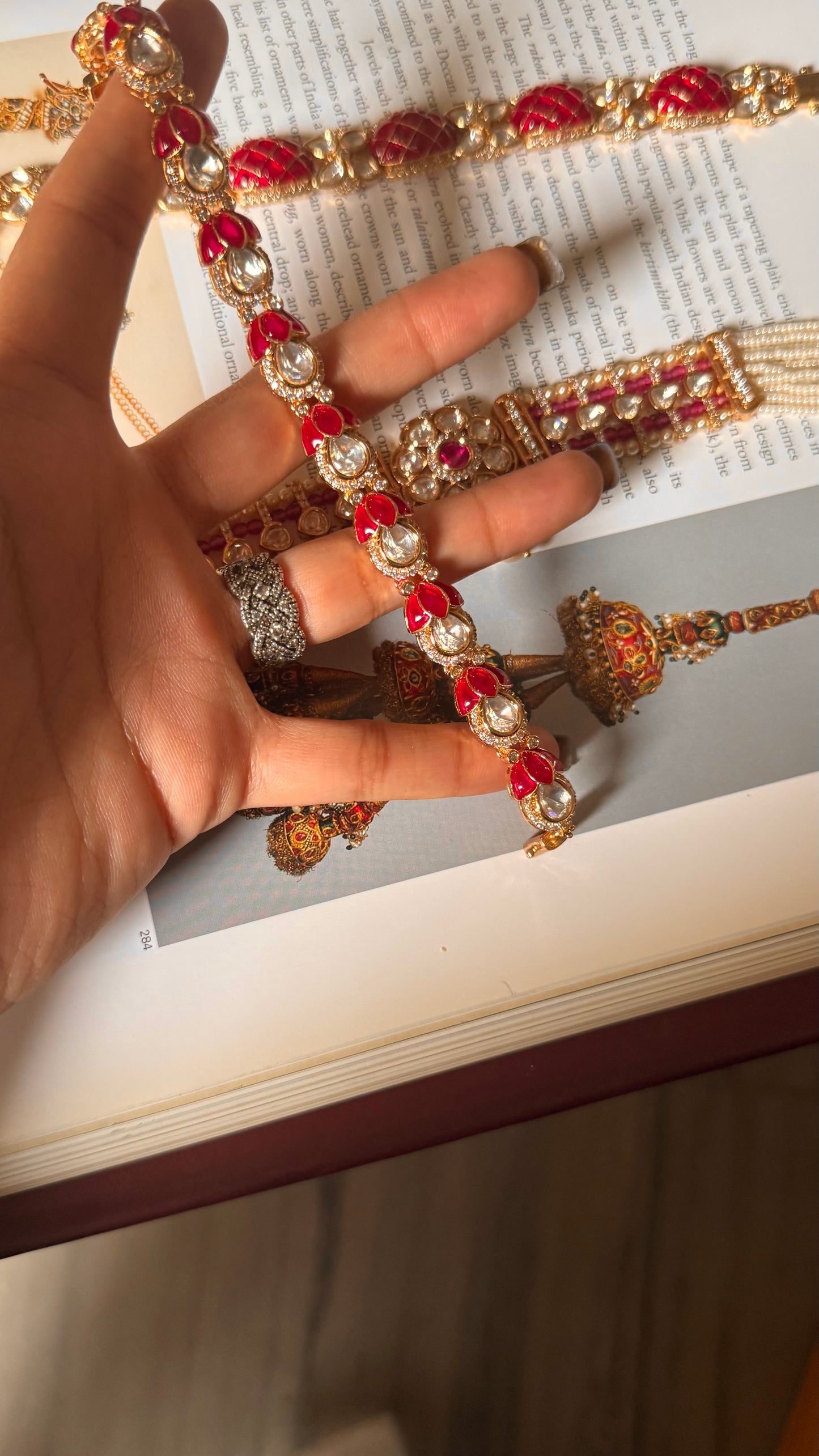 Rani pink katdana leaf moissanite bracelet