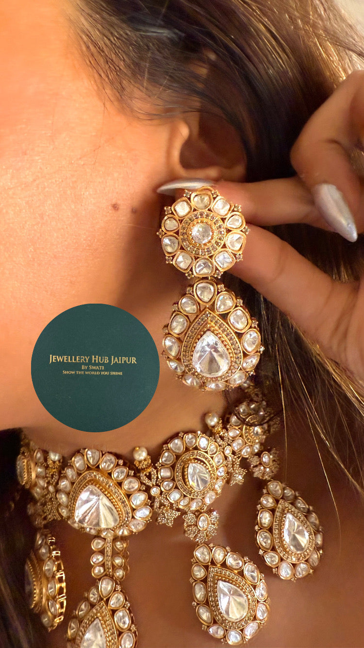 Moissanite uncut polki choker