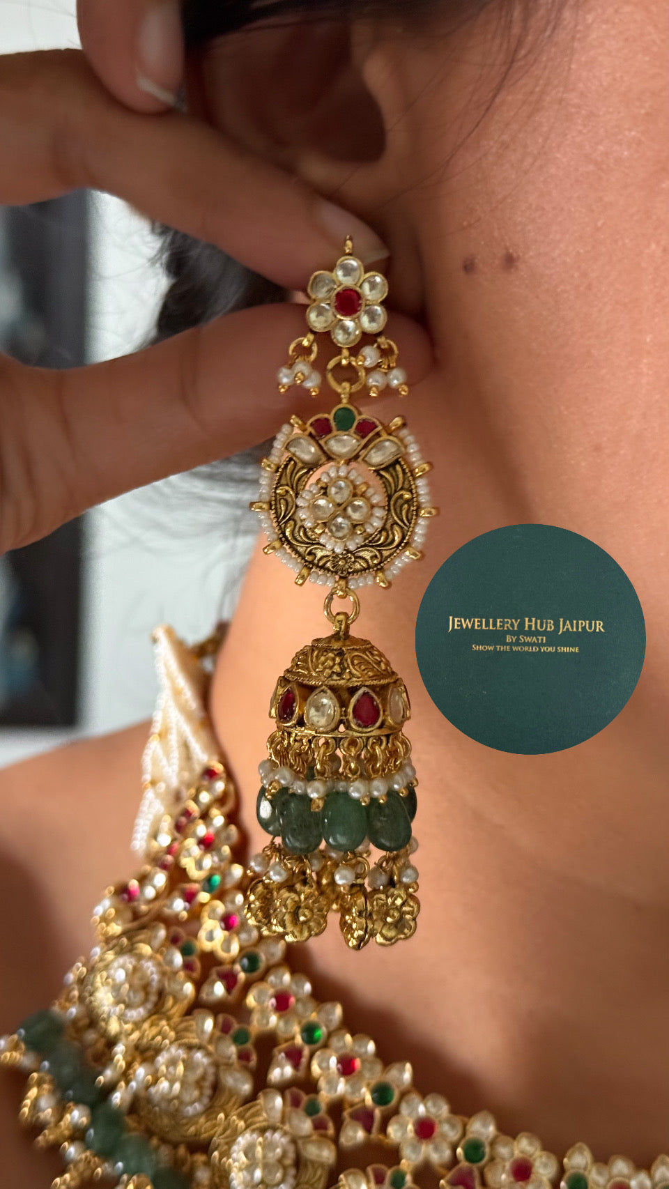 Heritage ruby & emerald polki necklace