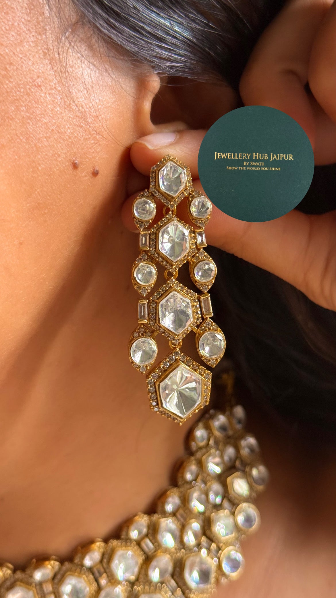 Moissanite uncut polki designer choker set