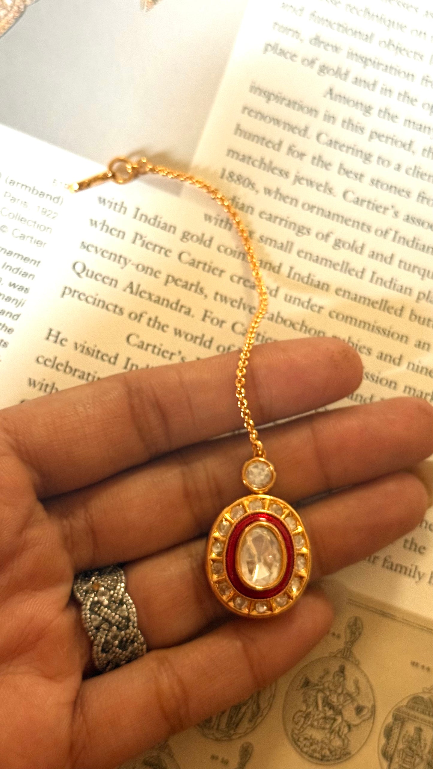 Ruby meenakari polki maangtika