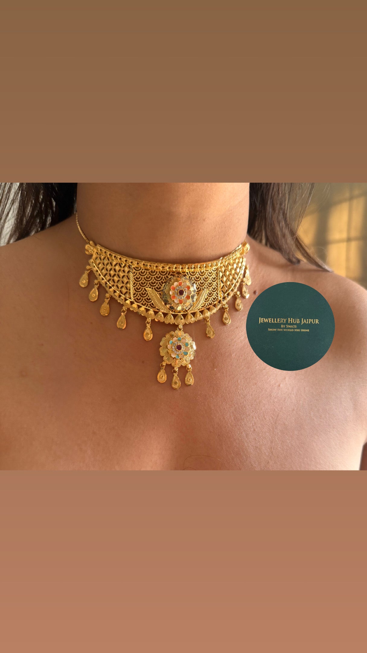 gold meenakari necklace