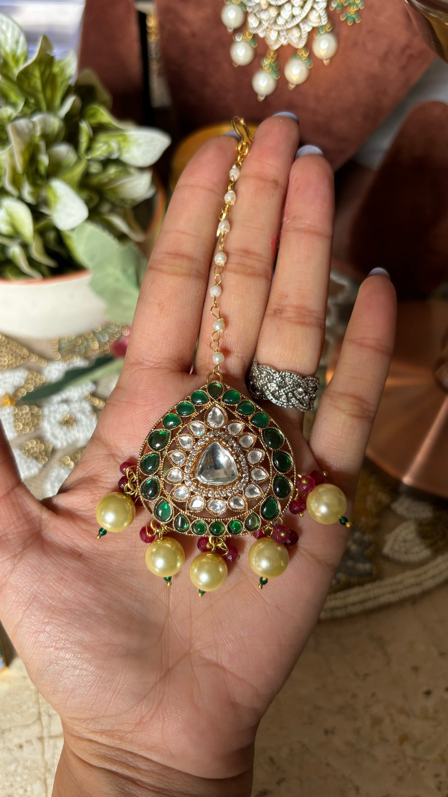 Mixed polki maangtika