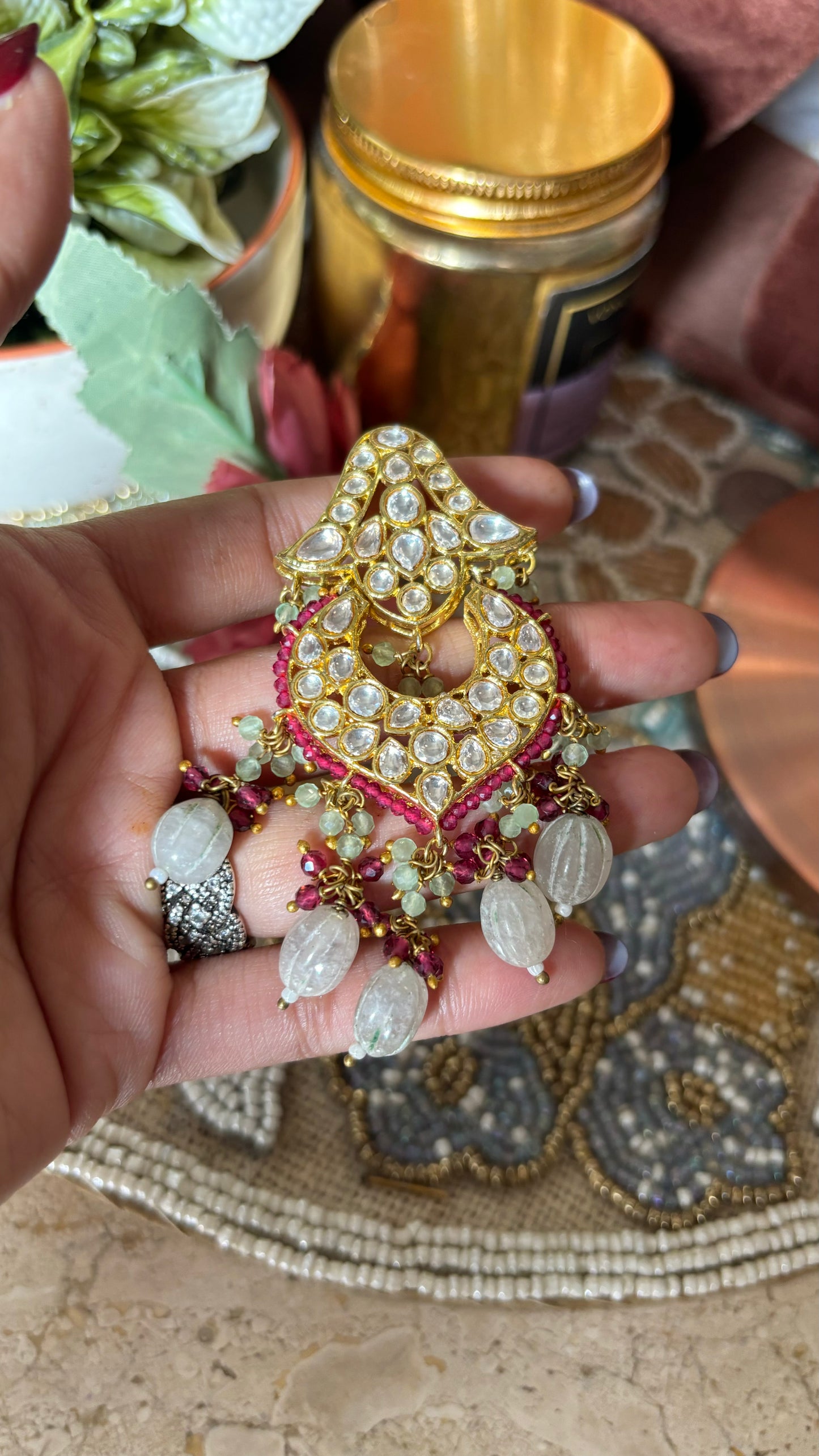 Mixed polki maangtika