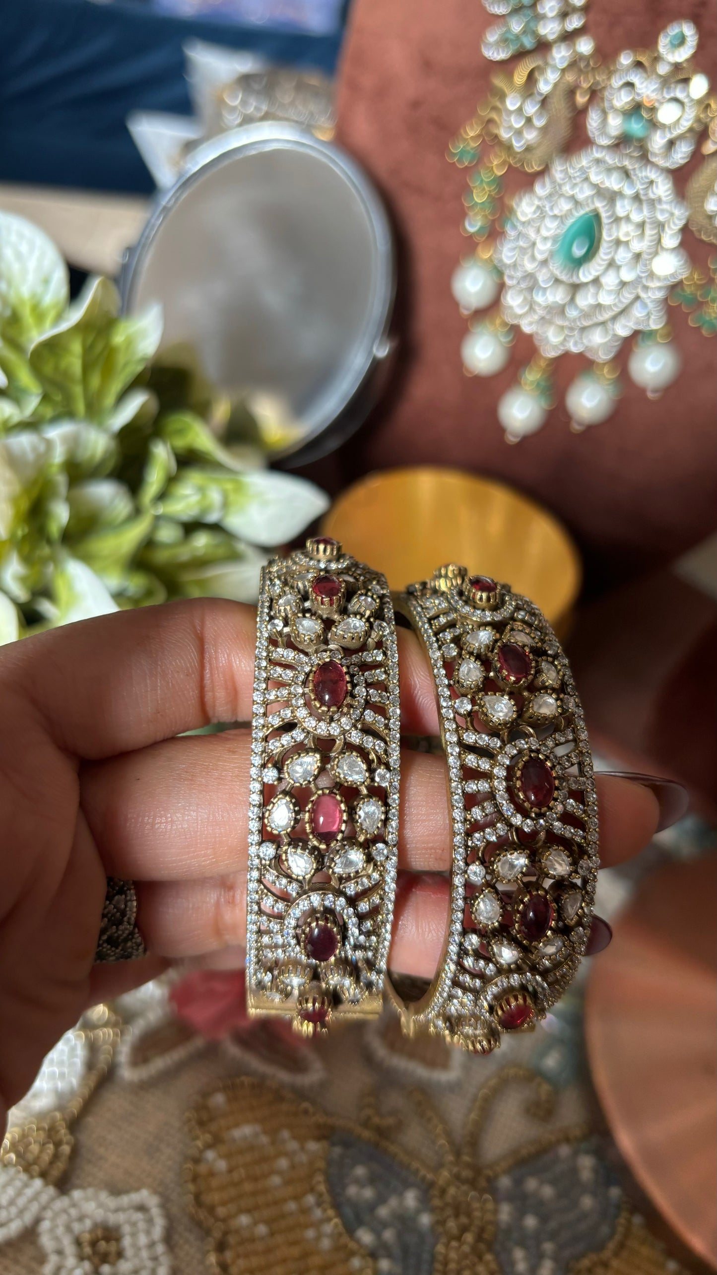 Ruby moissanite victorian bangles