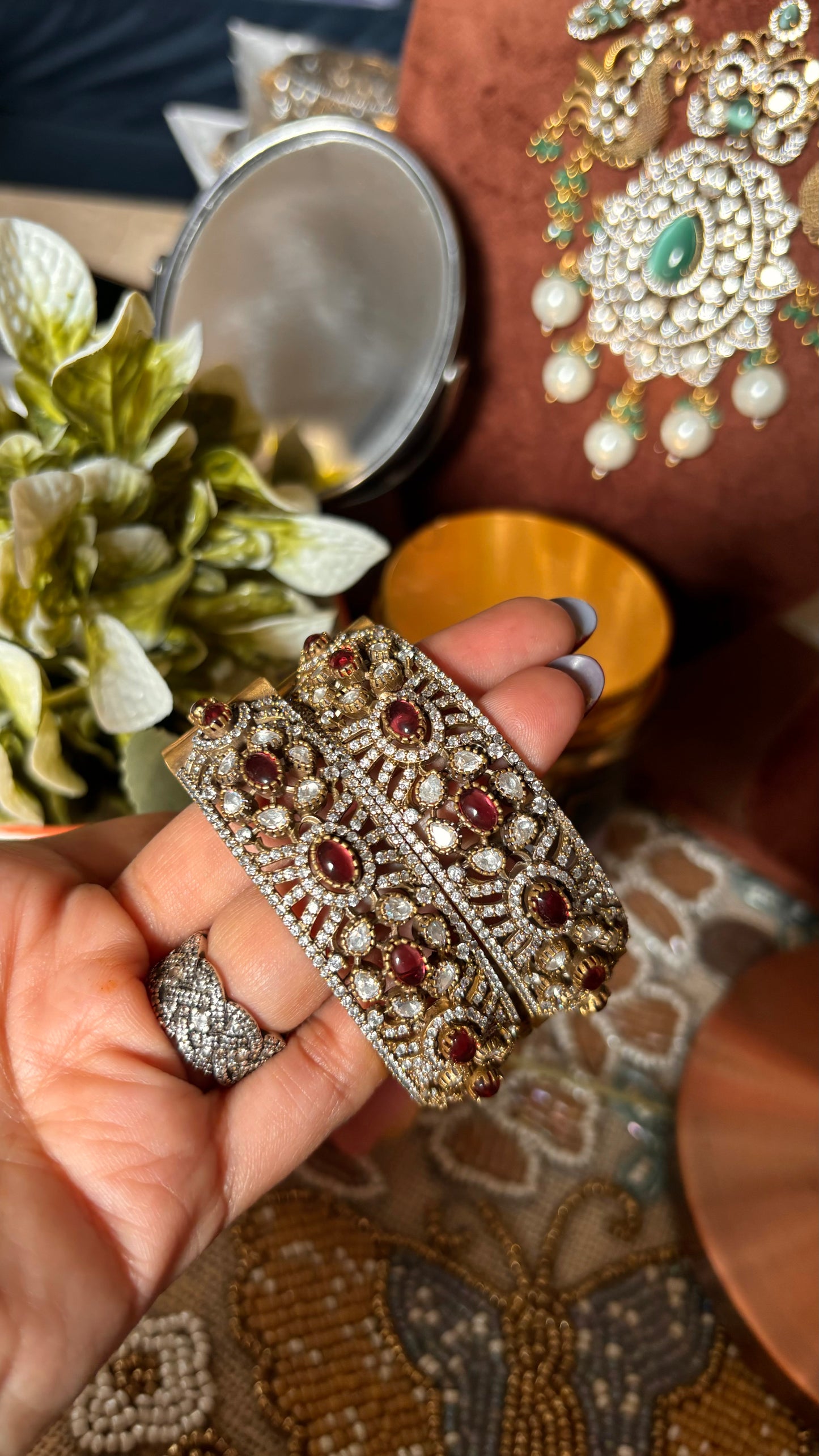 Ruby moissanite victorian bangles