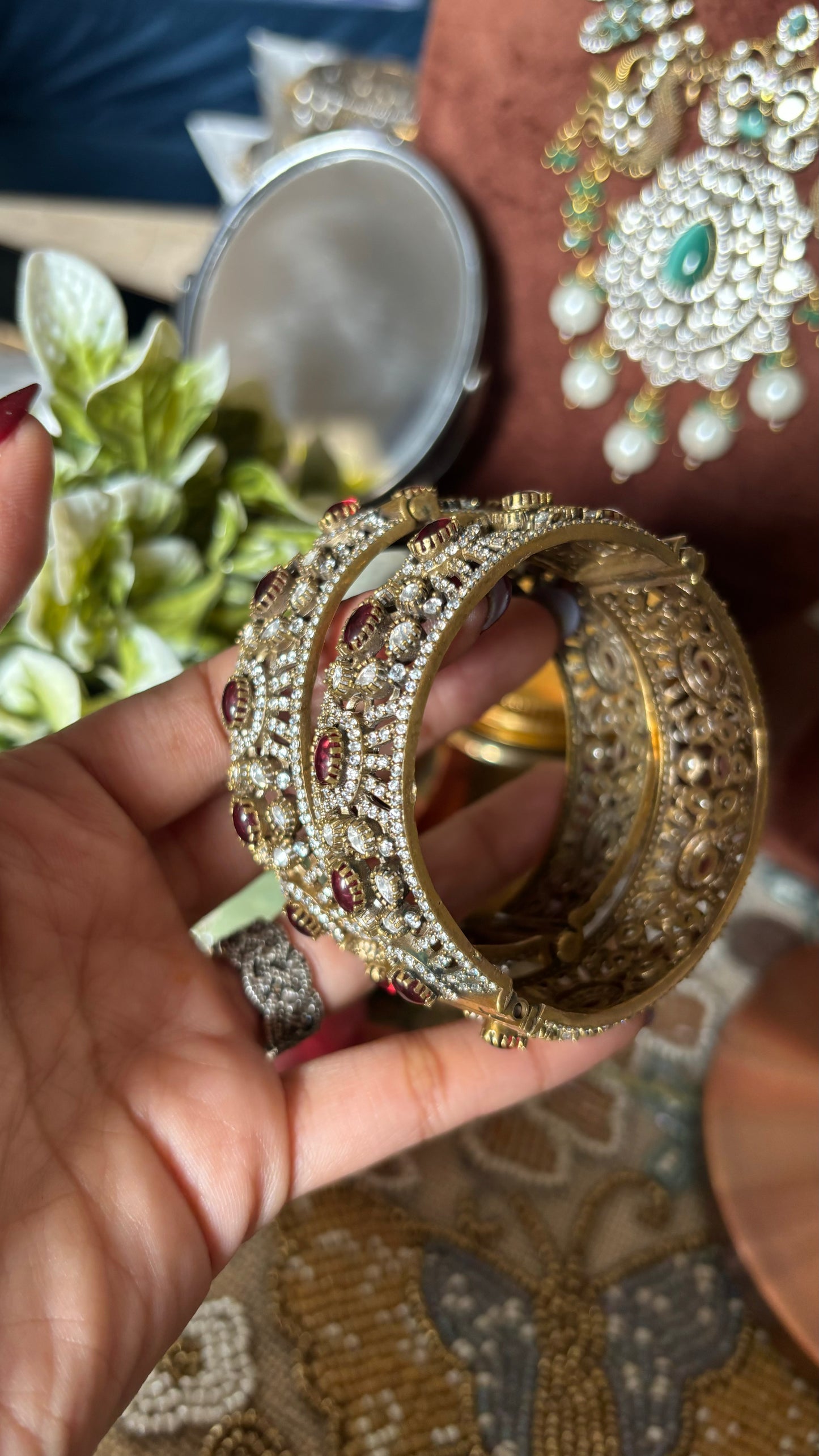 Ruby moissanite victorian bangles