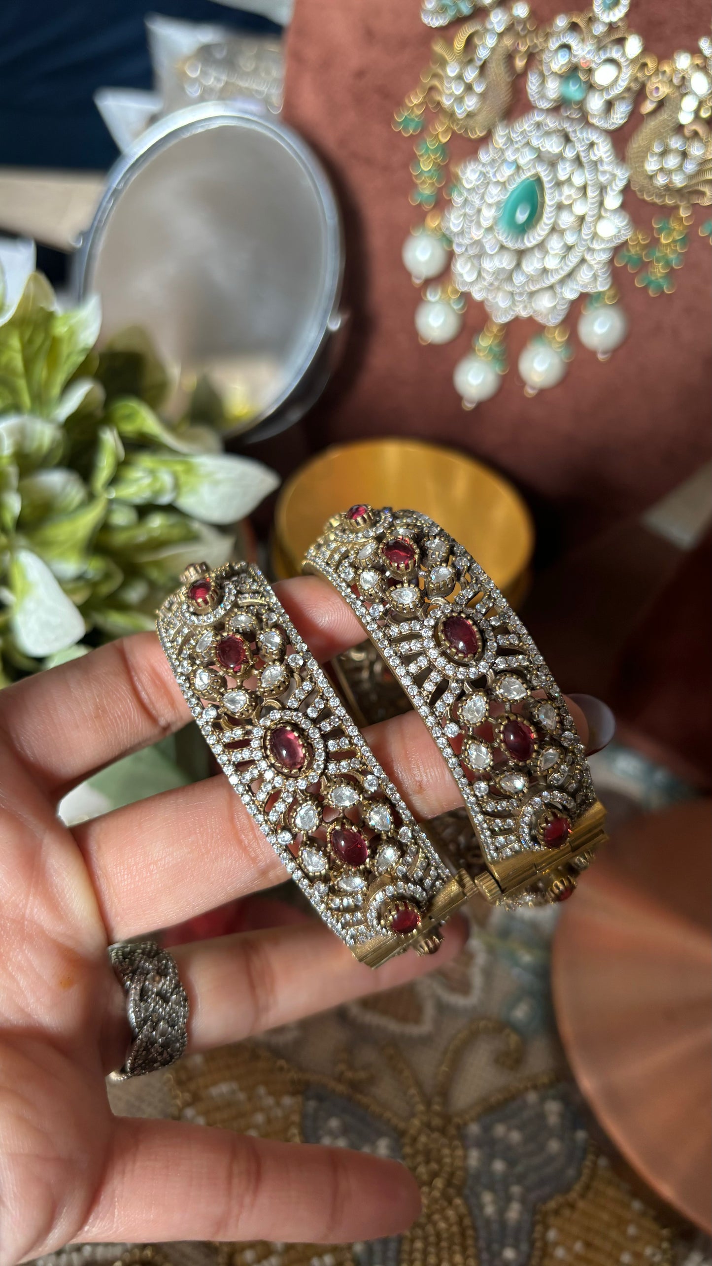 Ruby moissanite victorian bangles