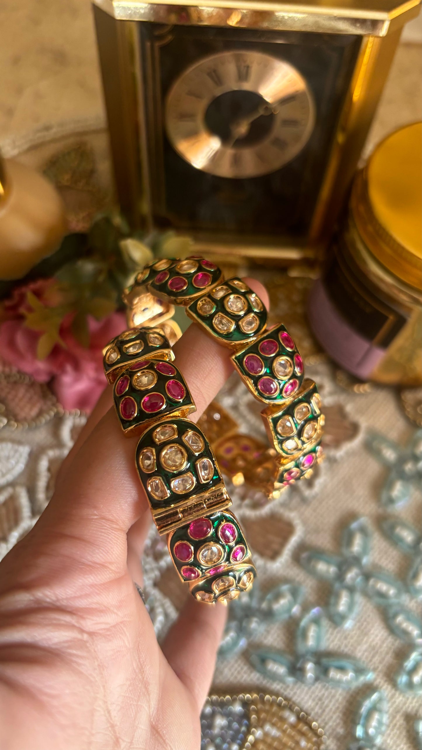 Emerald & ruby meenakari bangles