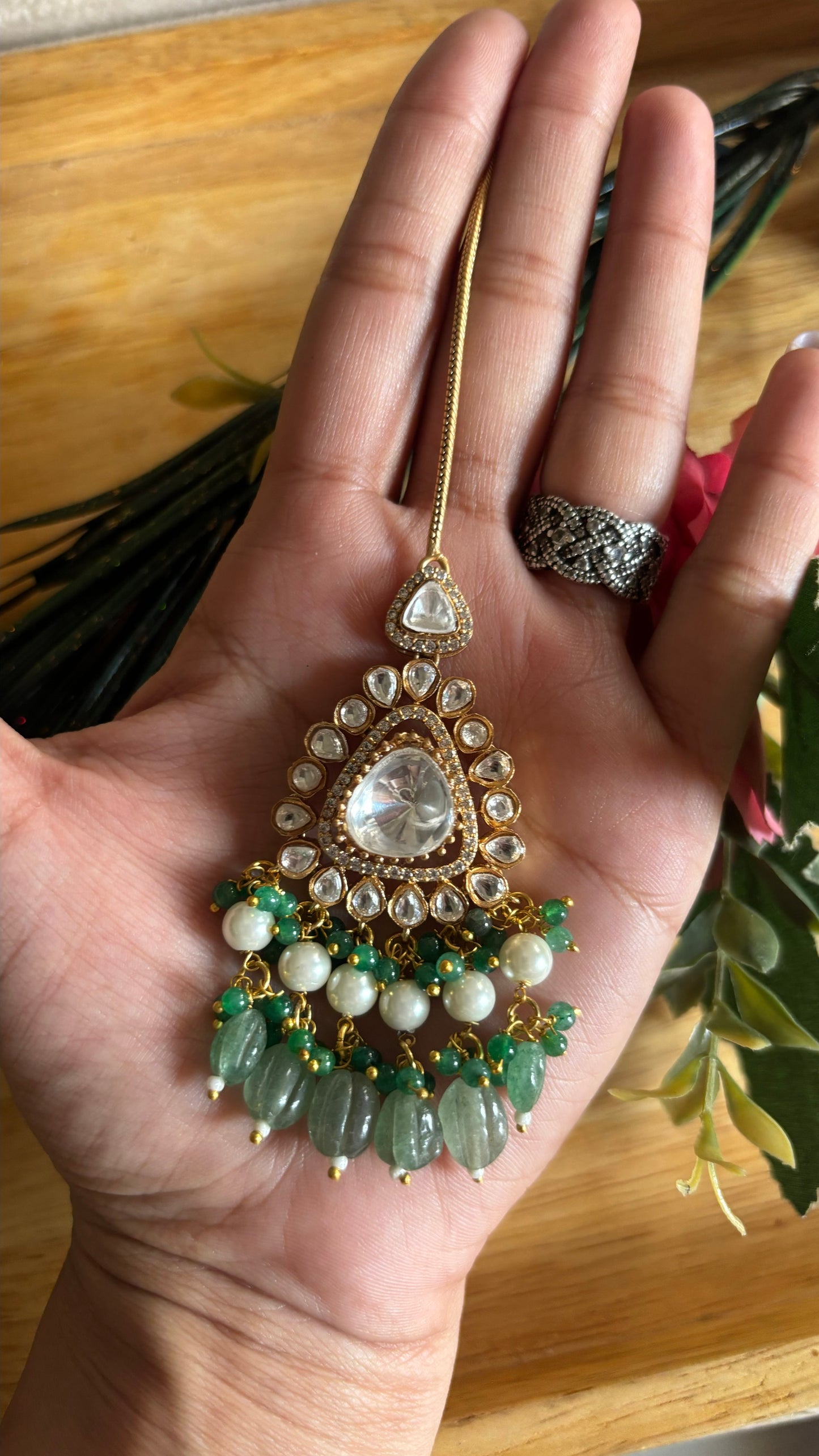 Mint maangtikka with strawberry drops