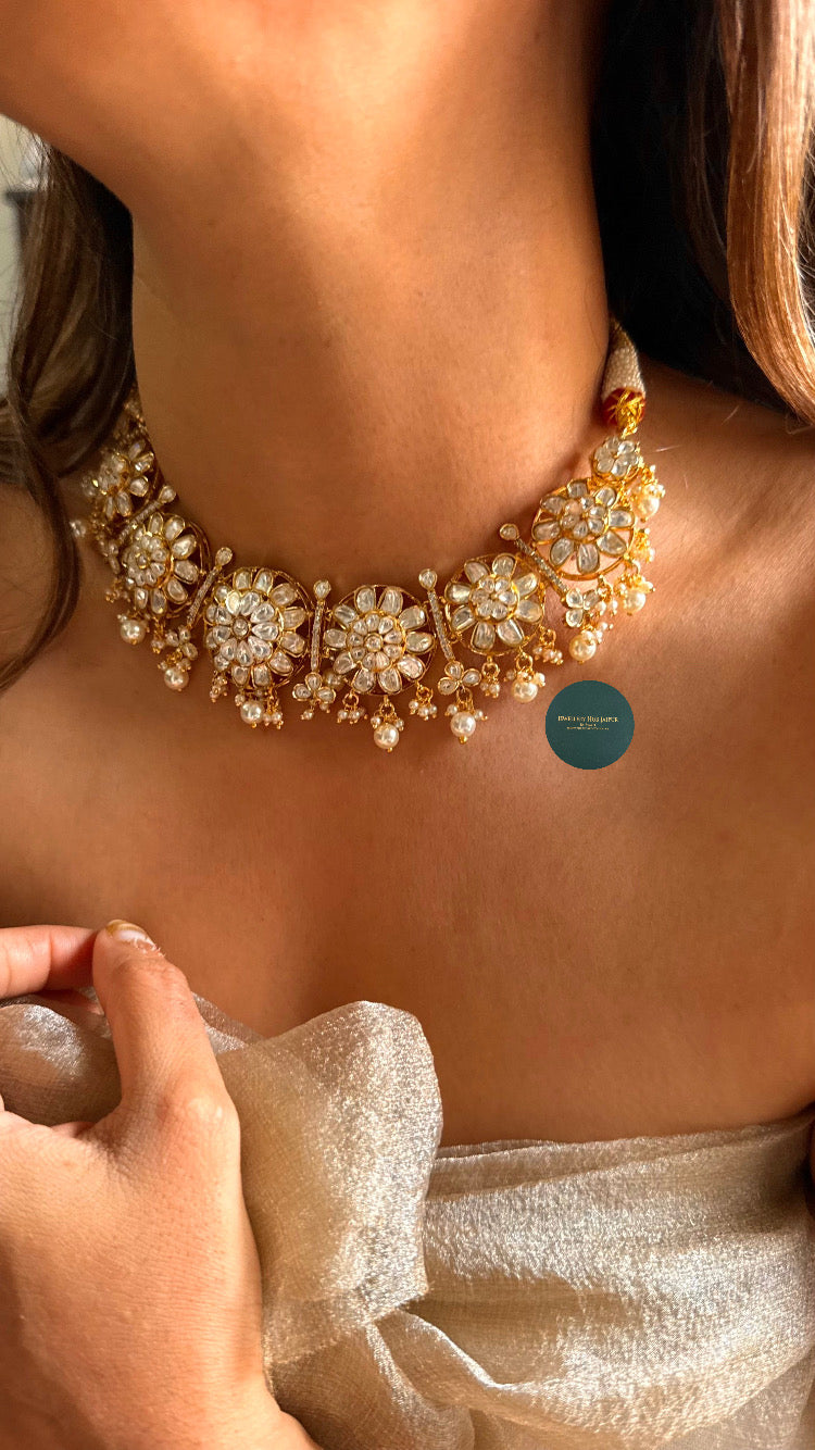 Real moissanite pearl detailing floral set