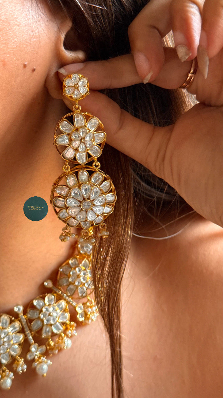 Real moissanite pearl detailing floral set