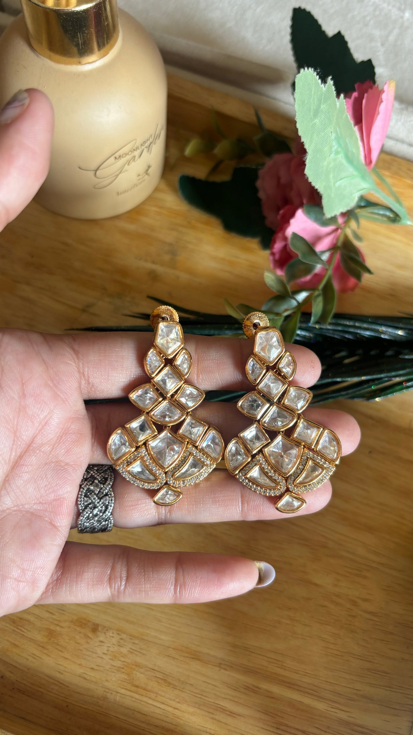 Moissanite gold polki collar necklace