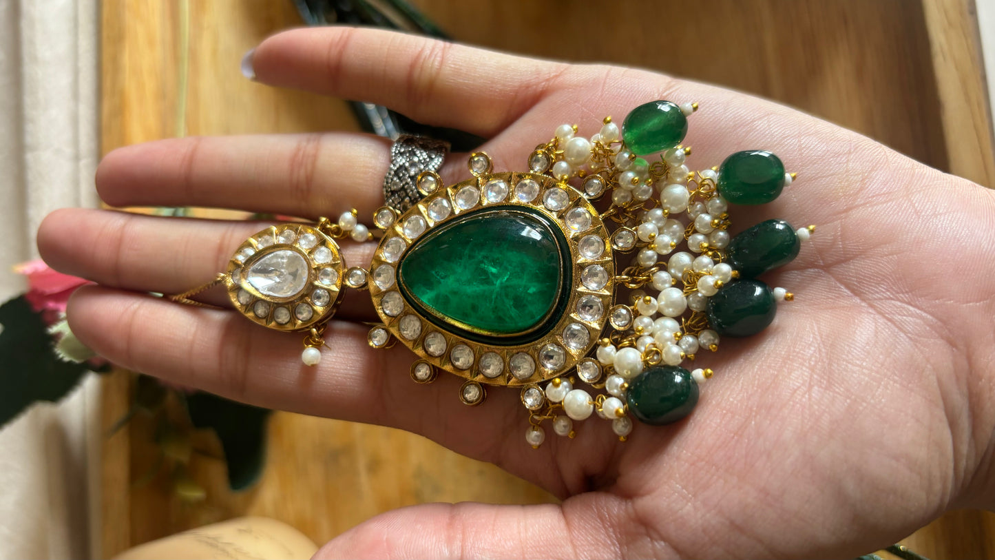 Emerald doublet polki victorian maangtika