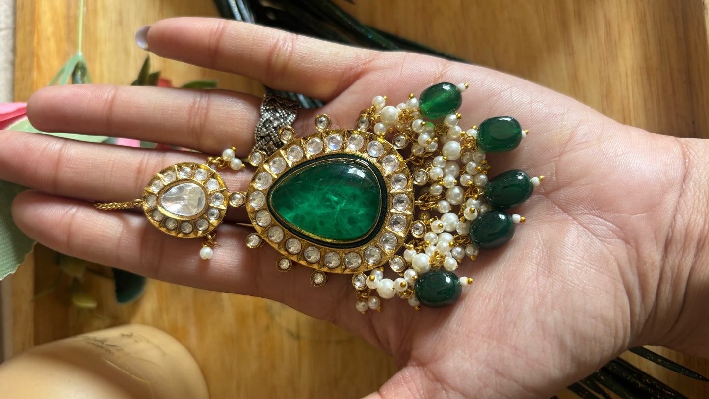Emerald doublet polki victorian maangtika