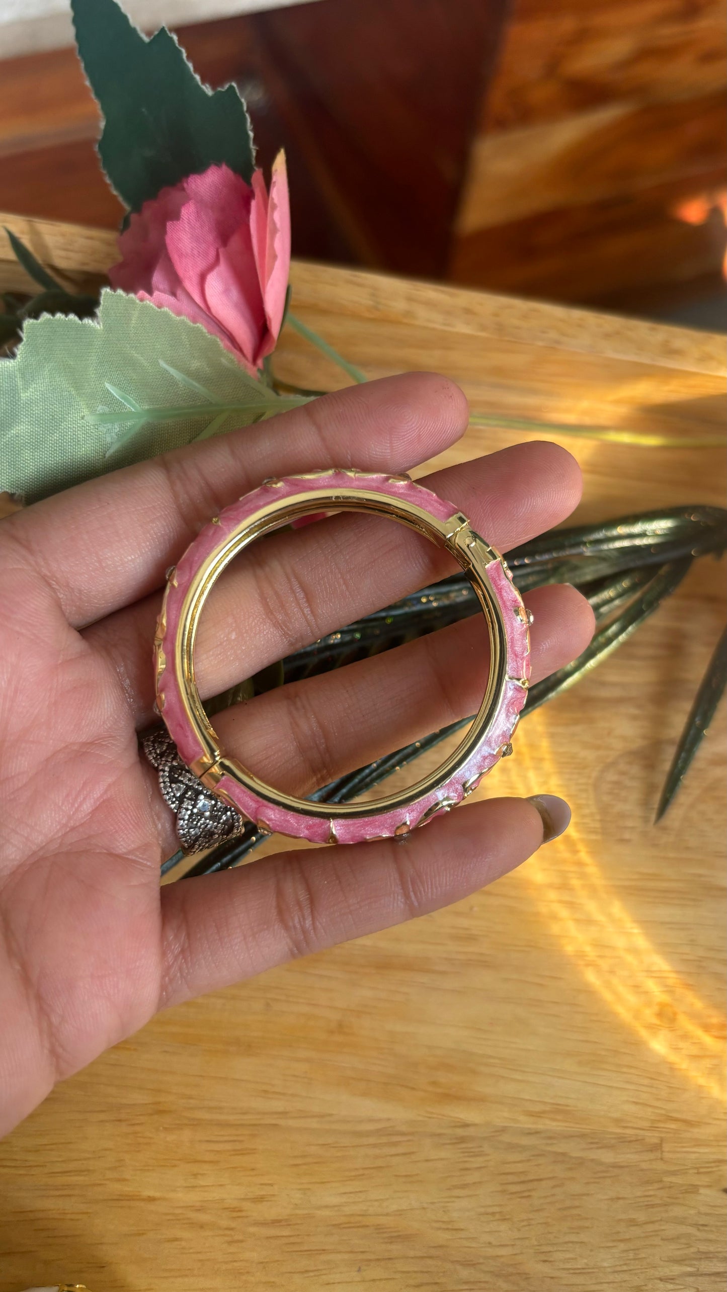 Kids hand painted bracelet in pink