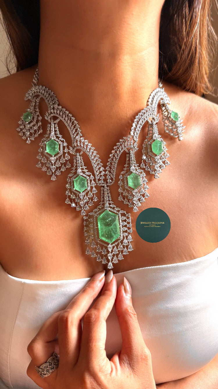 Mint doublet cz diamond collar set