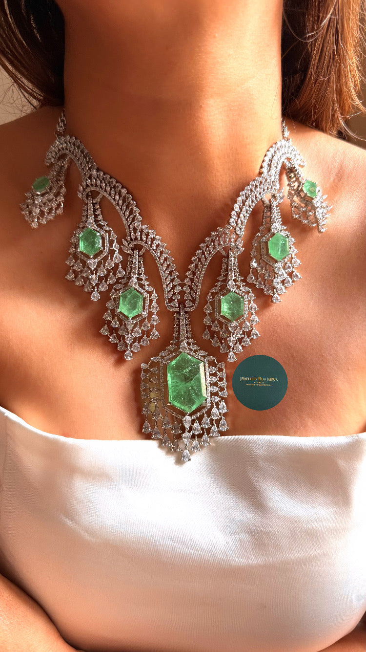 Mint doublet cz diamond collar set