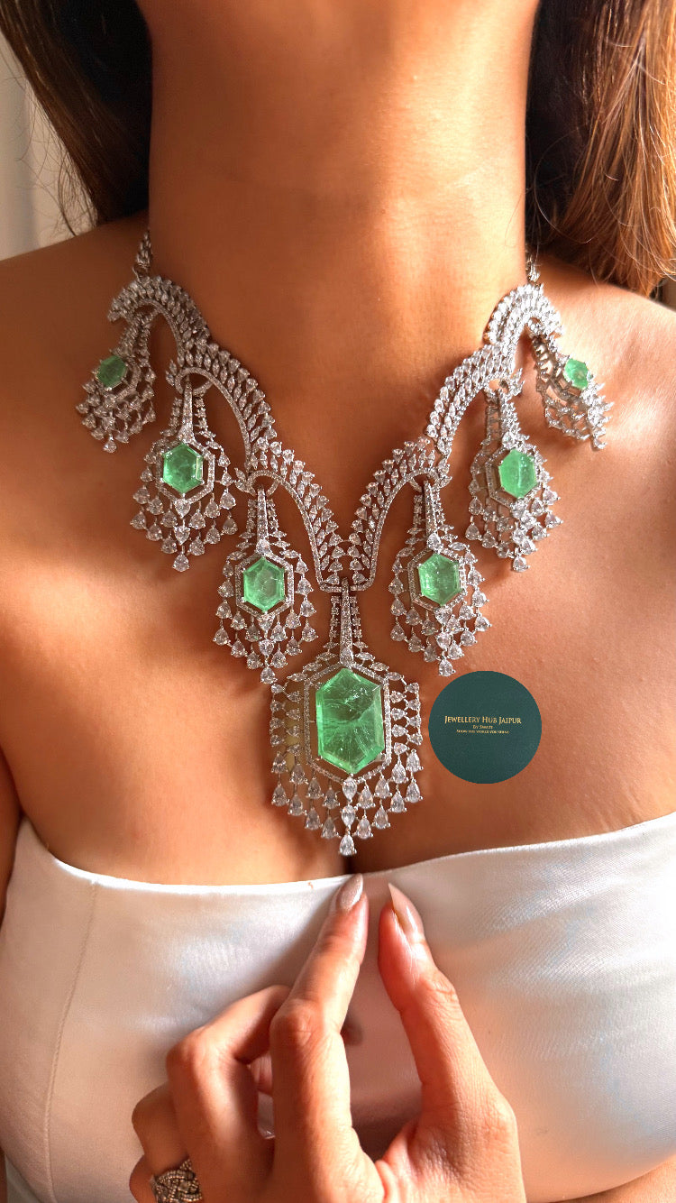 Mint doublet cz diamond collar set