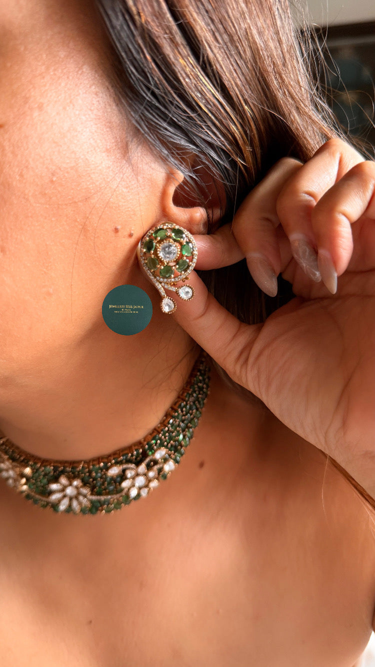 Moissanite floral & emerald choker set