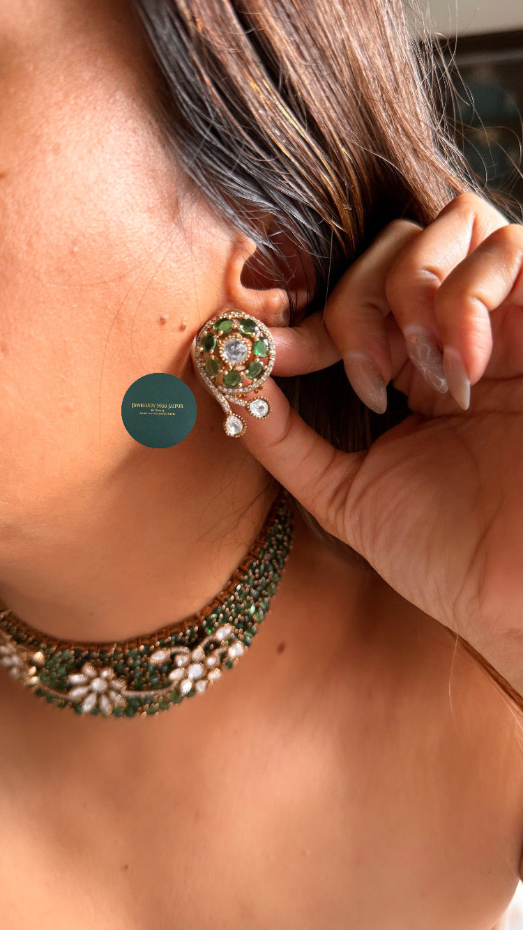 Moissanite floral & emerald choker set