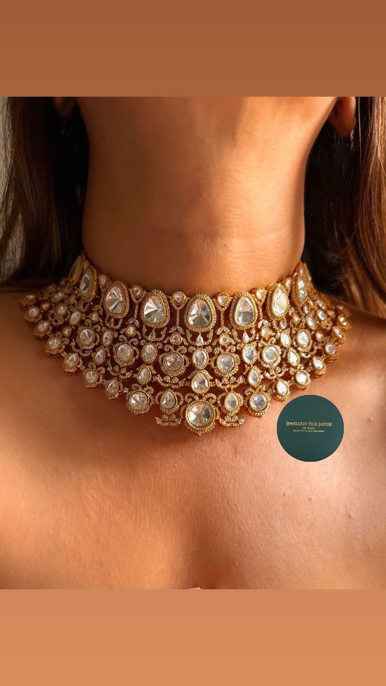 Shehnaaz Moissanite polki choker set