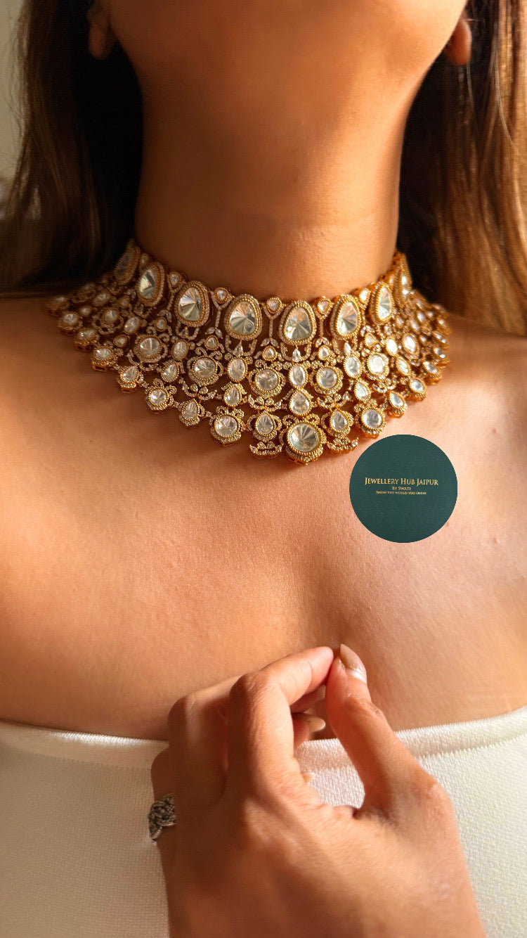 Shehnaaz Moissanite polki choker set