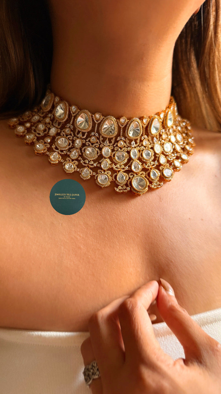 Shehnaaz Moissanite polki choker set