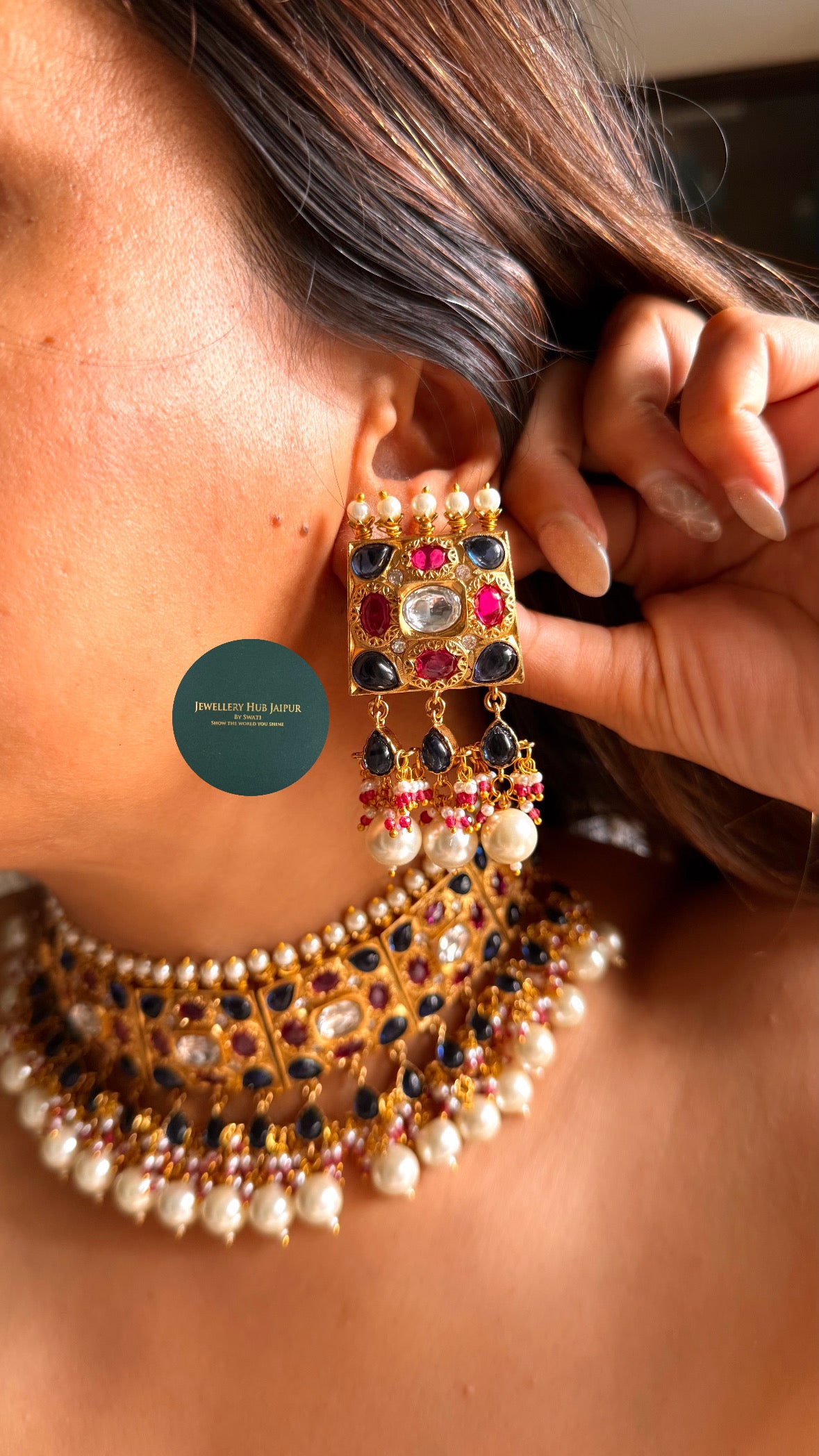 Sabyasachi inspired Ruby & sapphire polki rajwada aad