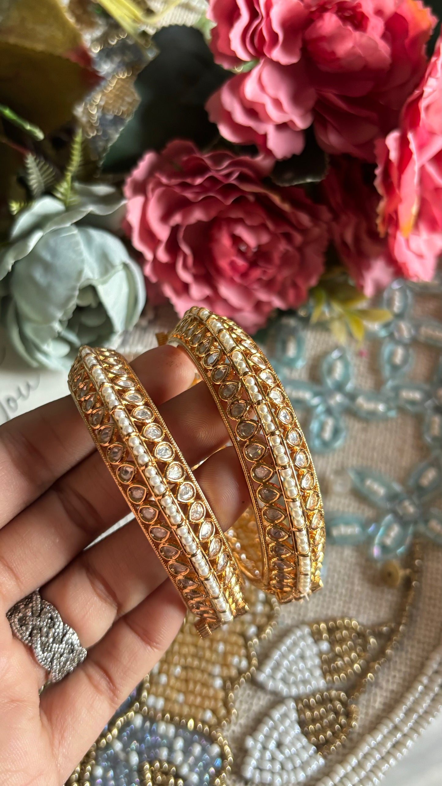 Moissanite double layered Gold bangles (Openable)