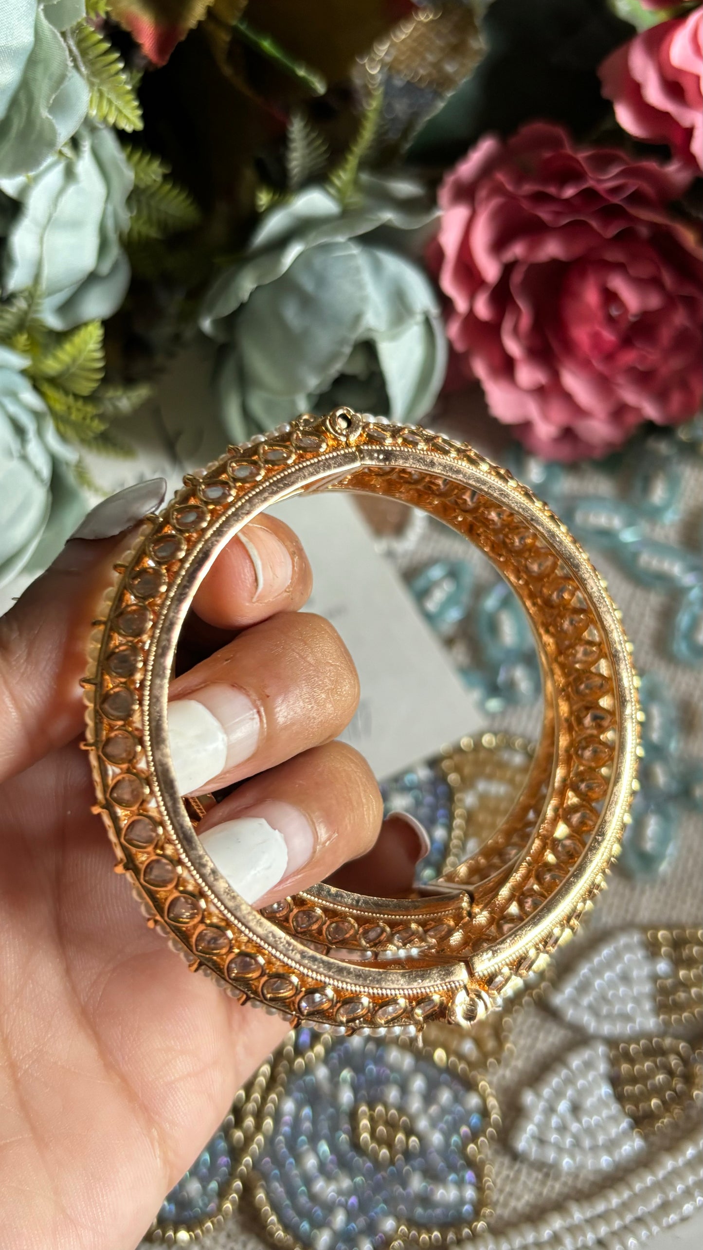 Moissanite double layered Gold bangles (Openable)