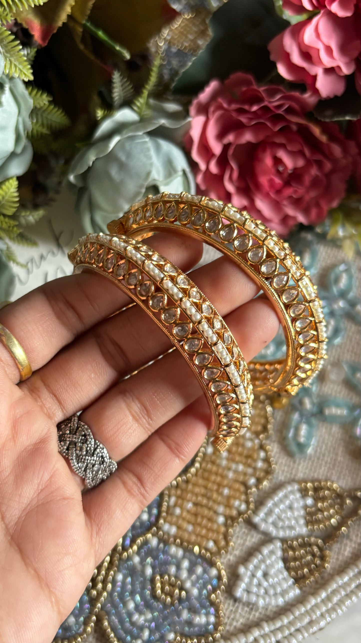 Moissanite double layered Gold bangles (Openable)