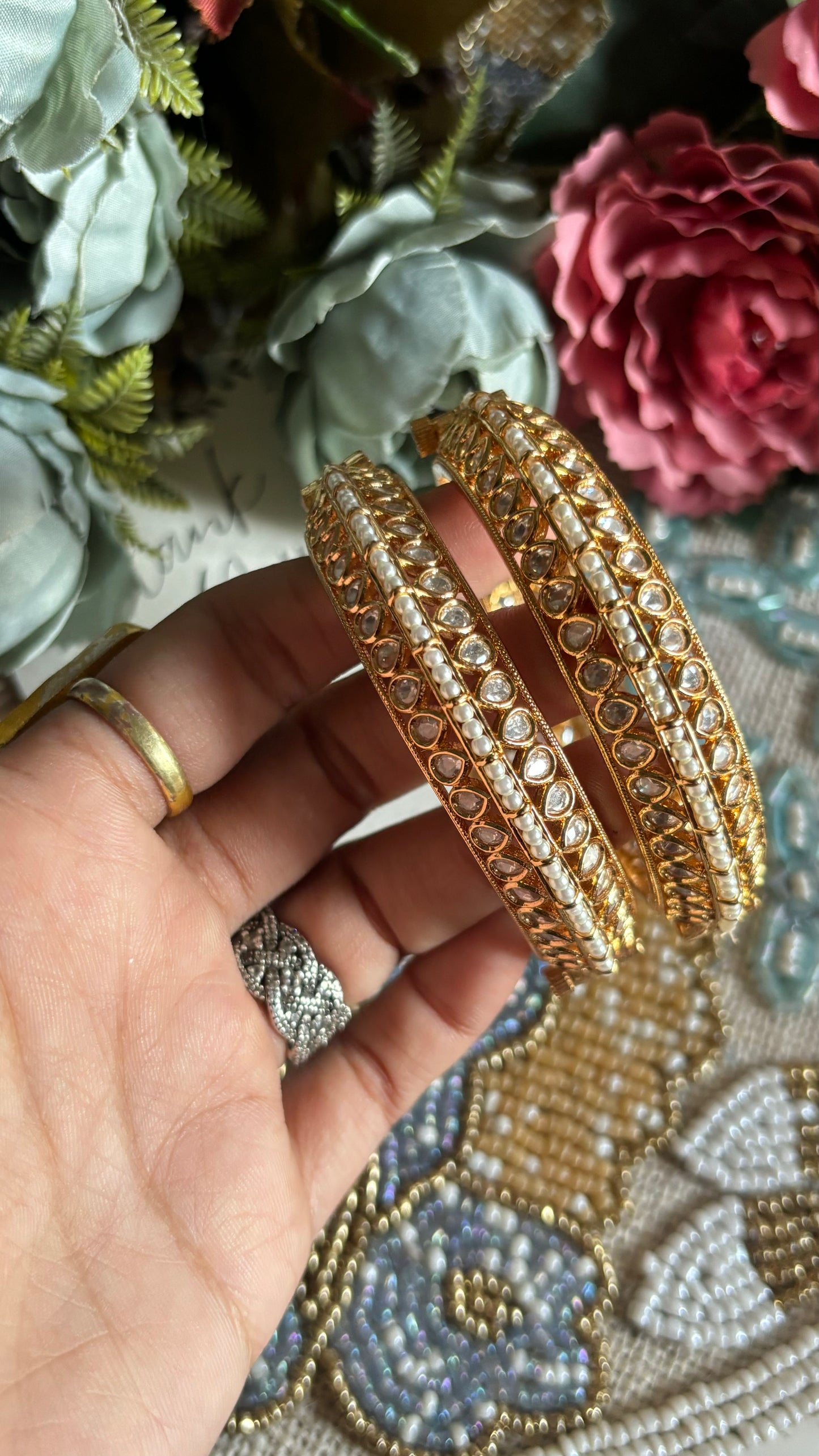 Moissanite double layered Gold bangles (Openable)
