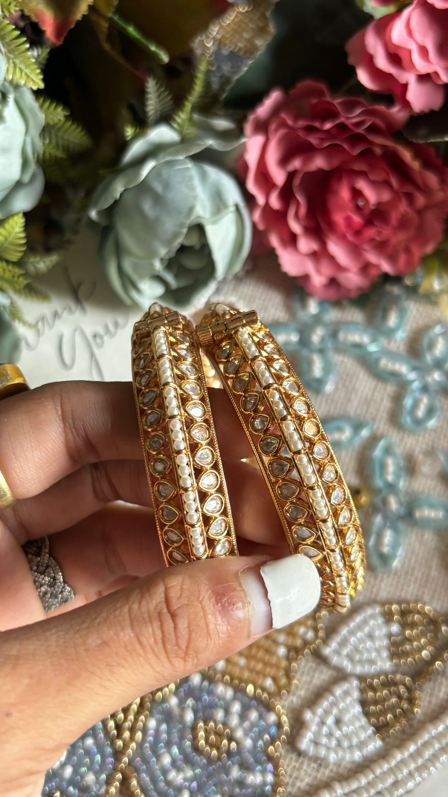 Moissanite double layered Gold bangles (Openable)