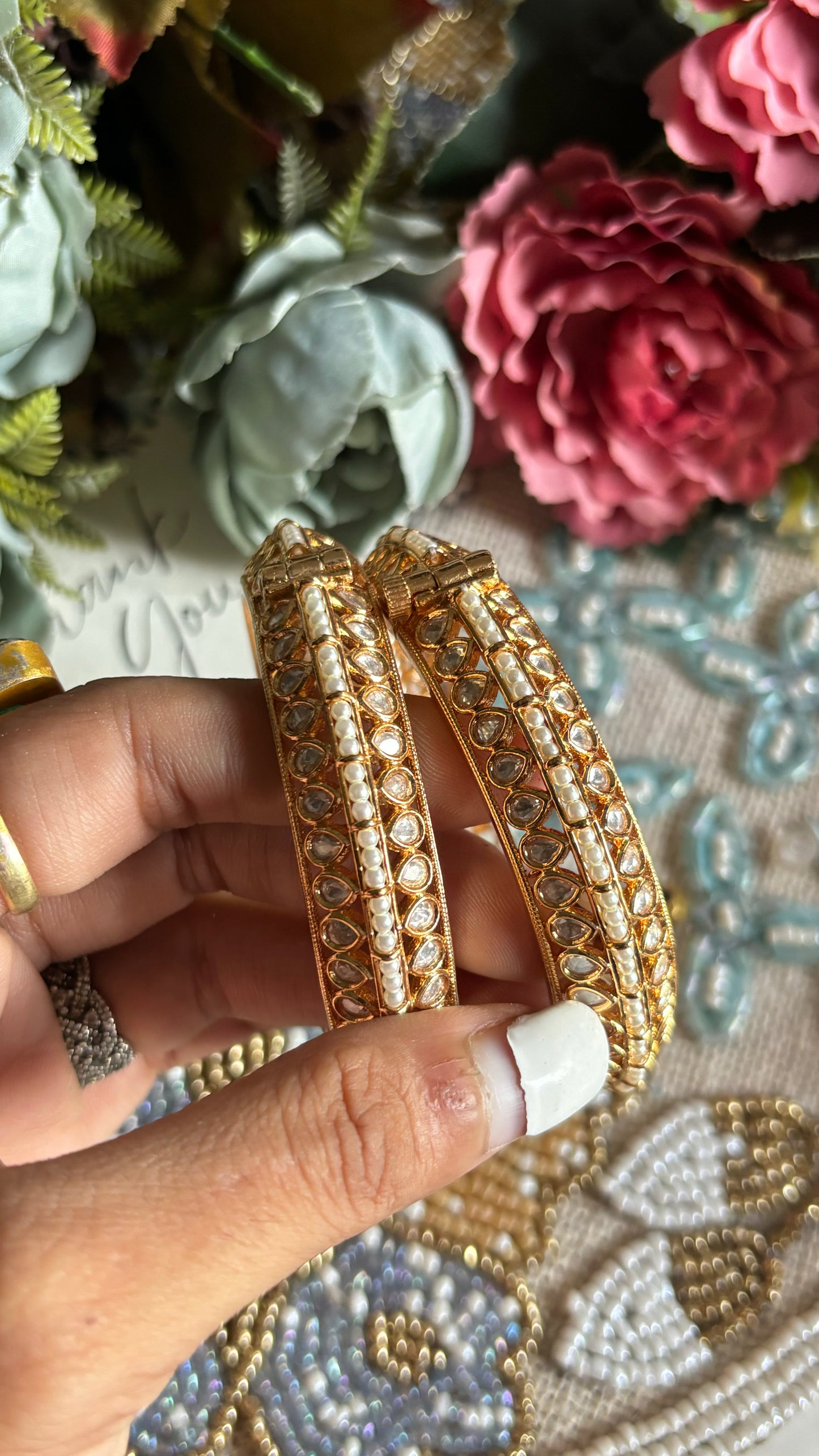 Moissanite double layered Gold bangles (Openable)