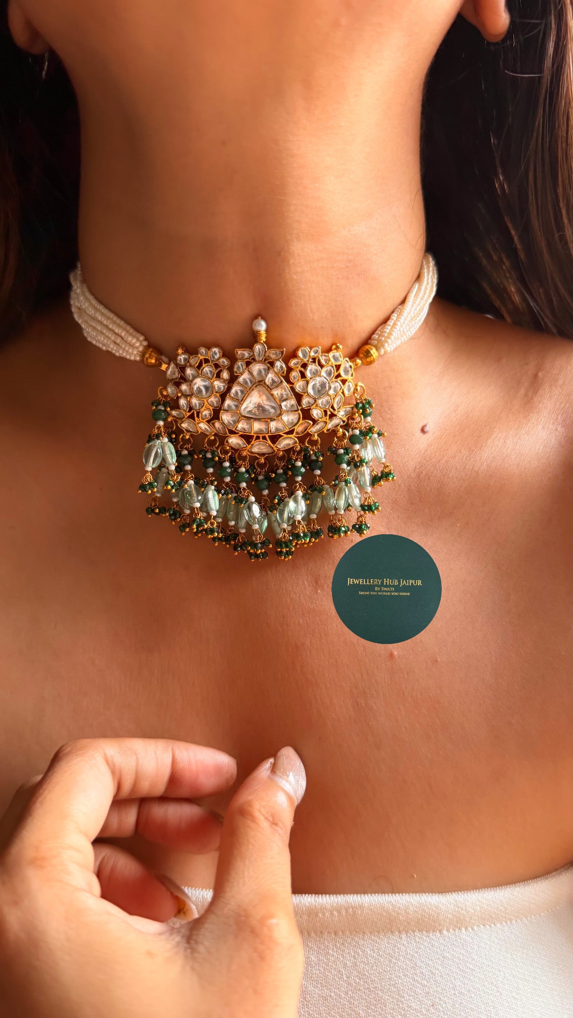 Moissanite polki rajwada choker set