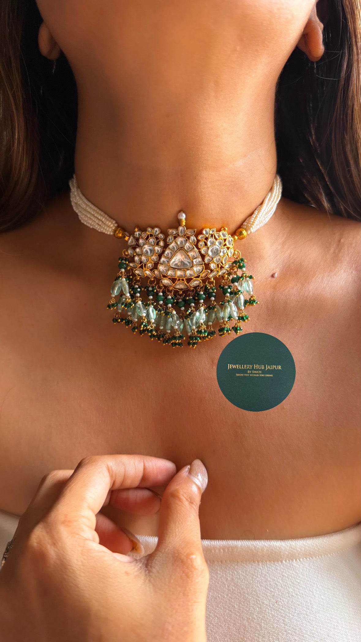 Moissanite polki rajwada choker set