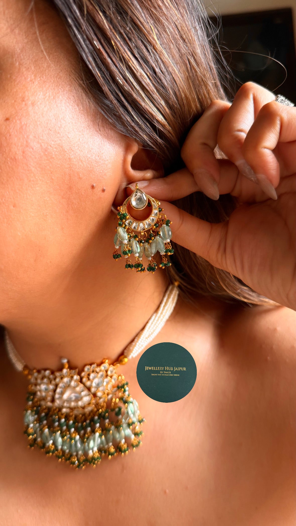 Moissanite polki rajwada choker set