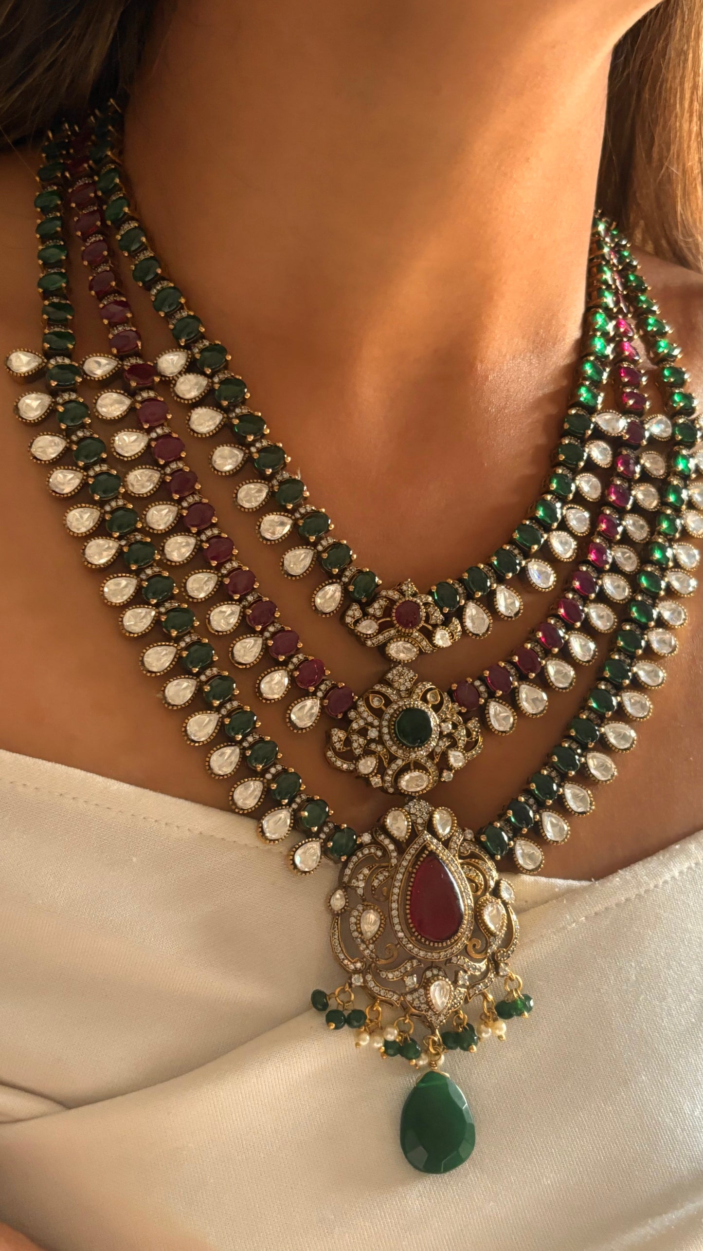 Emerald ruby necklace set