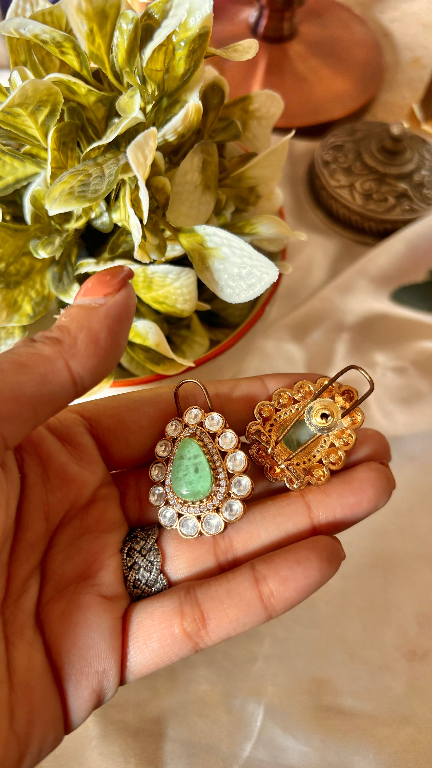 Mint doublet victorian polki stud