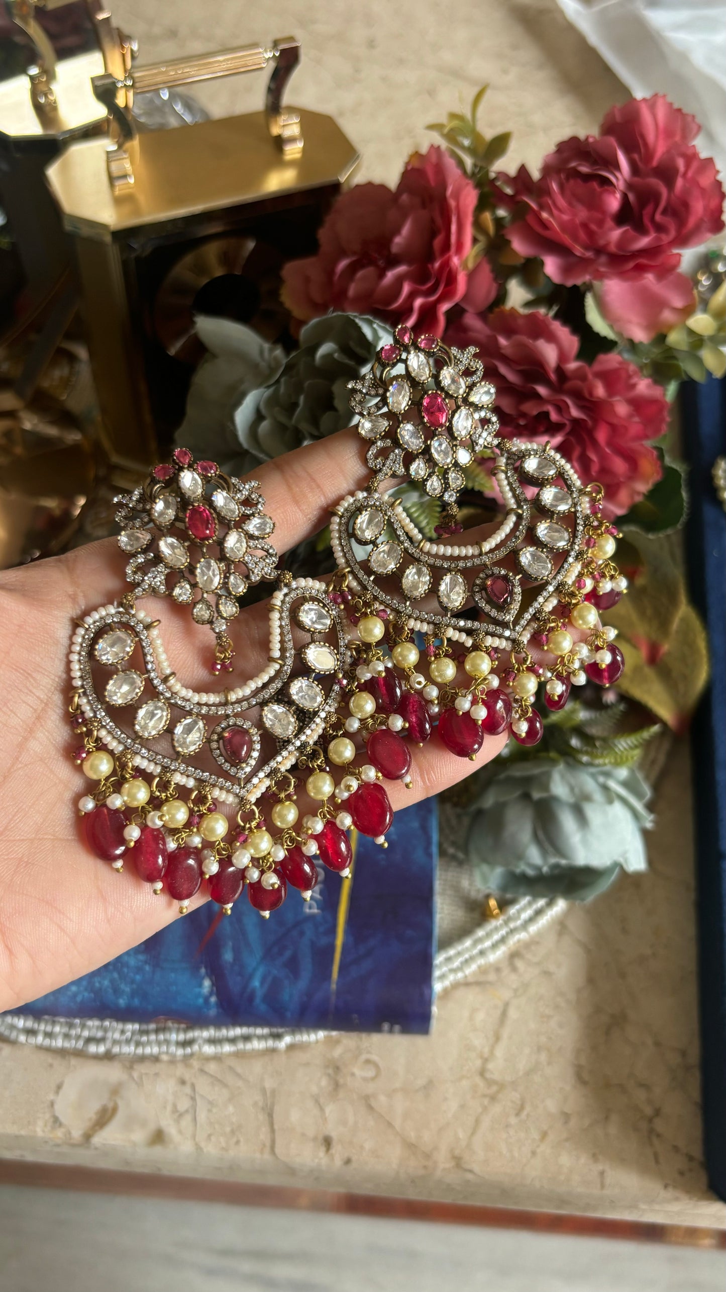 Ruby Moissanite chandbali
