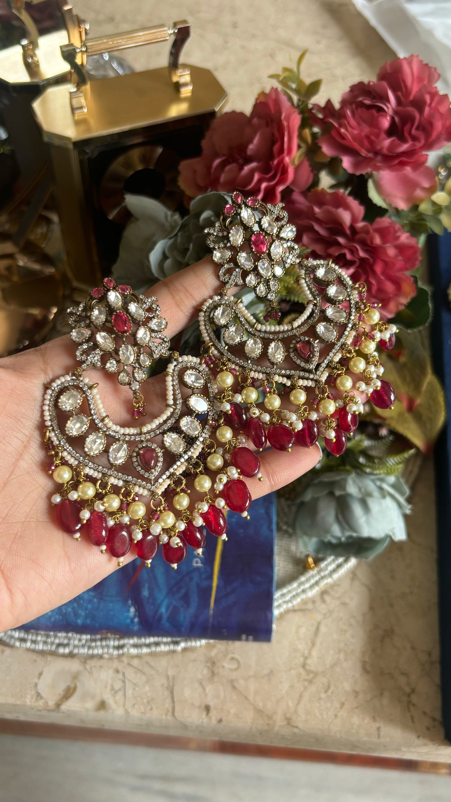 Ruby Moissanite chandbali