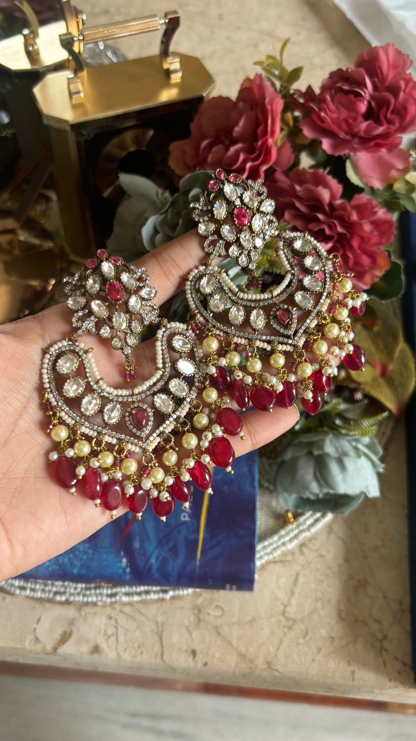 Ruby Moissanite chandbali
