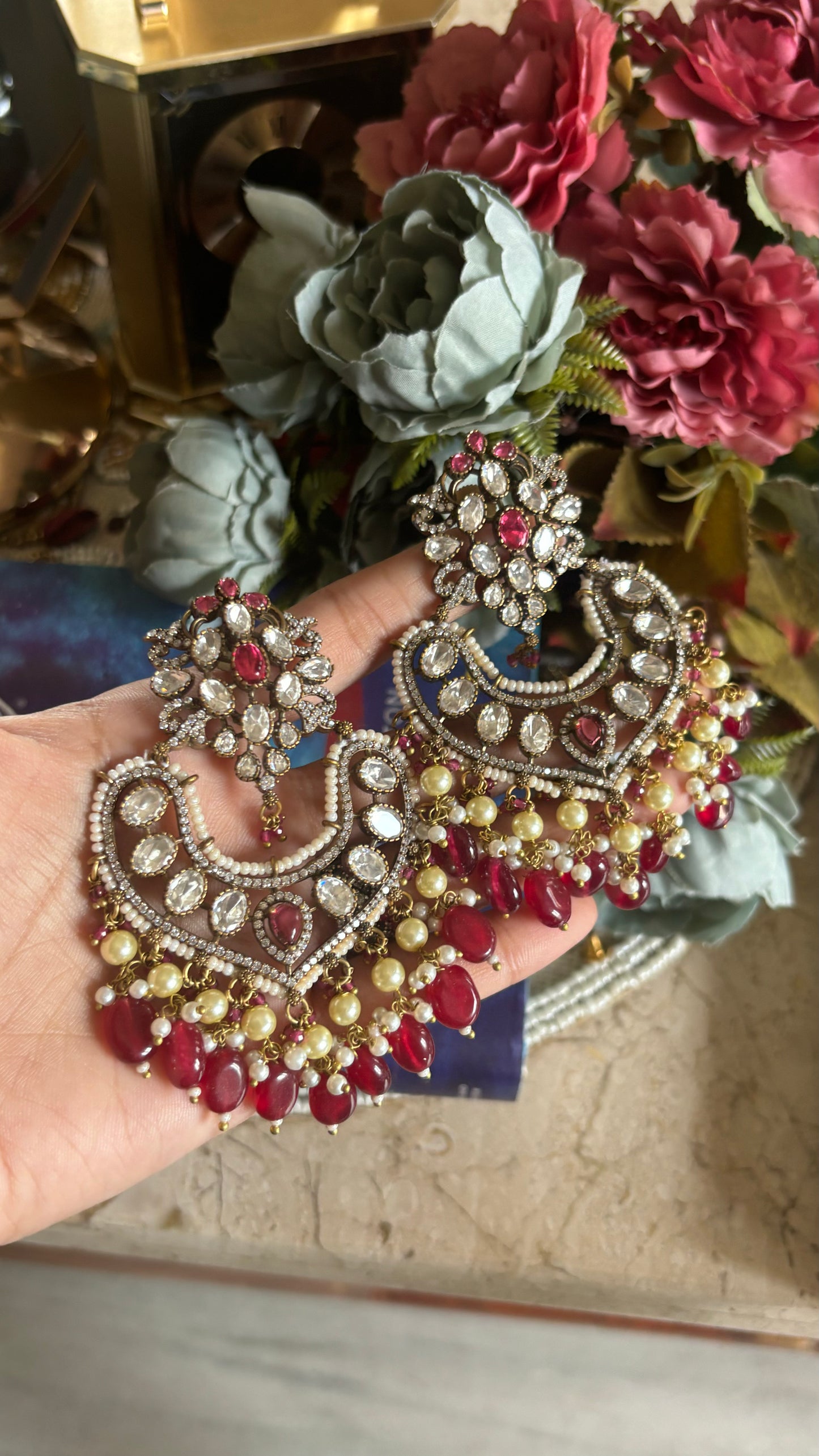 Ruby Moissanite chandbali